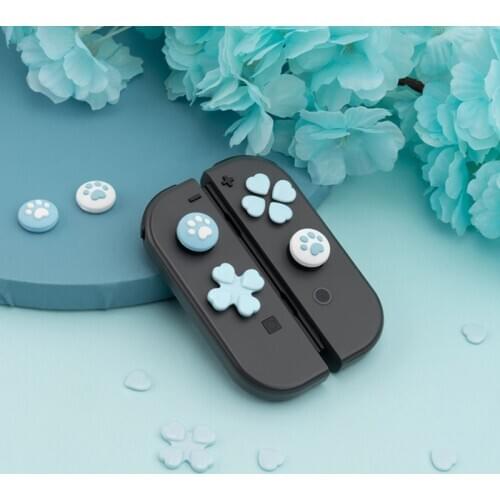 Switch Cat Paw Thumb Grip Cap Joystick Button Stickers Key Skin Cover Shell NS Thumbstick Case For Nintendo Switch Accessories