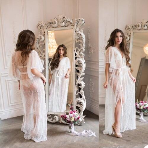 Sexy Custom Made Nightgown Short Sleeve V-Neck Floor Length Pajamas Wedding Party Bridal Prom For Photo Shoot Dress
