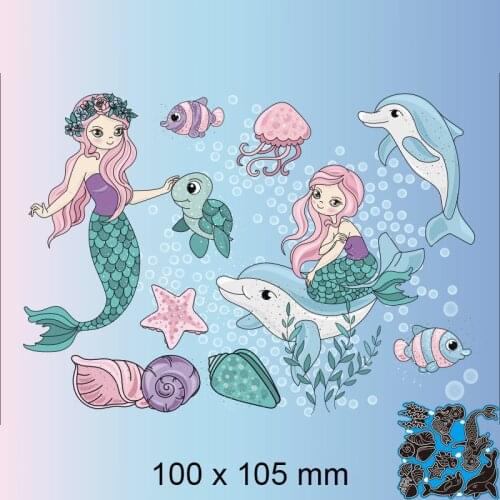 Cutting Dies Mermaid New Metal Stencils DIY Scrap Booking Paper Cards Making Decoration 100*105mm