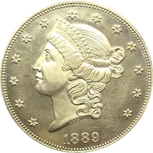 United States Liberty Head Double Eagle US 1889 1889 CC 1889 S Twenty Dollars Motto In God We Trust Gold Coin Brass Copy Coins
