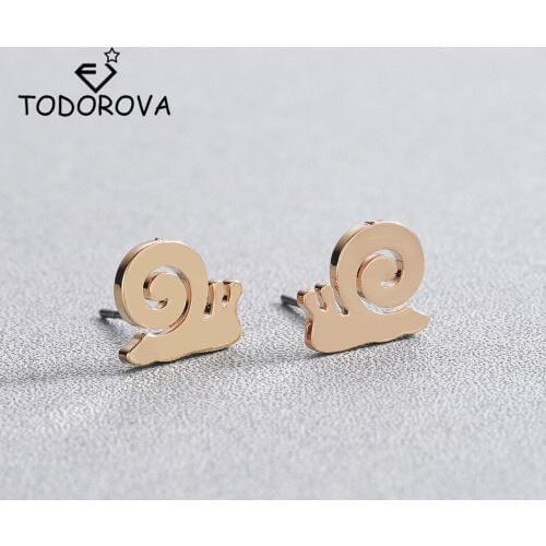 Todorova Cute Stud Earrings for Children Girls Kids Baby Jewelry Cartoon Snails Earrings Accessories Women Girls Party Gift