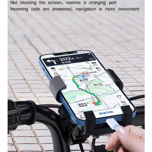Aluminum Alloy Bike Phone Holder 360 Degree Rotated Mobile Phone Bracket Shockproof Metal Holder Bicycle Riding Accessories