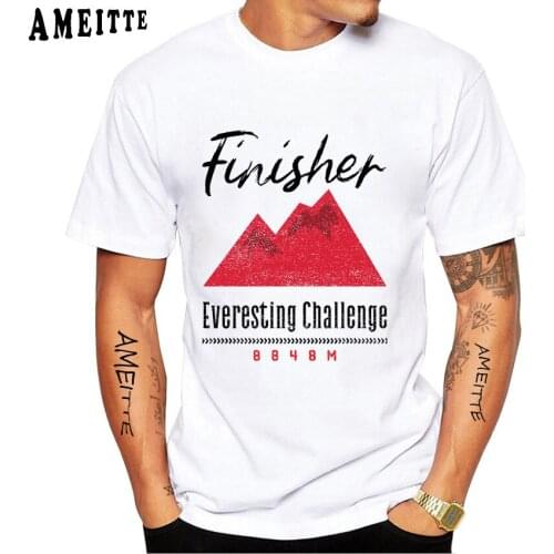 Cycling Everesting Challenge Finisher 8848m Print T-Shirt New Summer Men Short Sleeve White Casual Tops Hip Hop Cool Boy Tees
