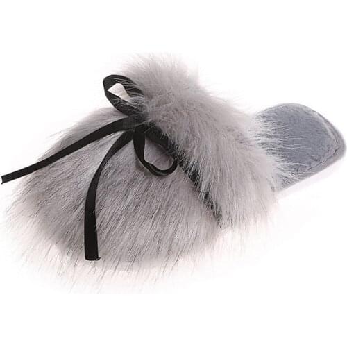 Women Furry Slipper Casual Fluffy Plush Female Shoe Flat Non-slip Ladies Slipper Soft Flip Flop Indoor Winter Warm Slipper WJ115