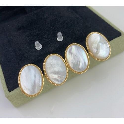 Oval Natural MOP Pearl Shell Vintage Stud Earrings for Women 2021 Trendy luxury gifts Jewelry