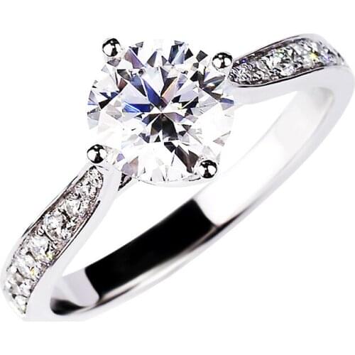 Single Row Diamond Real 925 Sterling Silver Ring for Women Luxurious Attractive Exquisite Engagement Wedding Lover Jewelry Gift