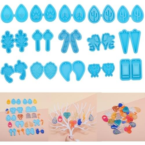 1set Epoxy Resin Mold Handmade Earrings Pendant Casting Silicone Mould DIY Crafts Jewelry Making Tool Crystal UV Resin Mold
