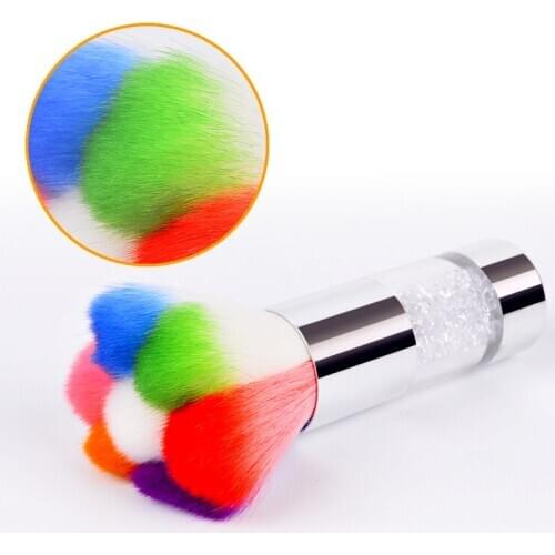 1Pc Colorful Nail Dust Brushes Acrylic UV Nail Gel Powder Nail Art Dust Remover Brush Cleaner Rhinestones Makeup Foundation Tool