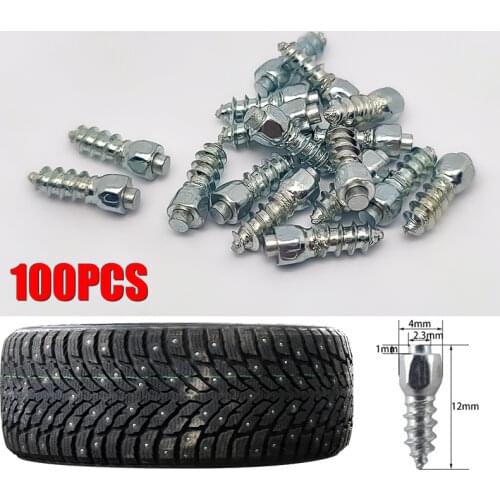 100 PCS Car Tires Studs Screw Snow Spikes Wheel Tyres Snow Chains Studs For Car Vehicle Truck Motorcycle Tires Winter Universal