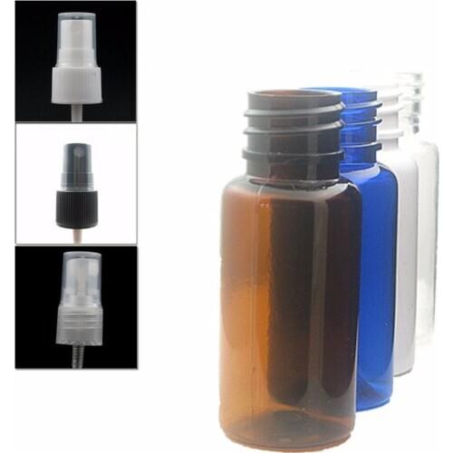 15ml round empty clear/amber/blue pet plastic bottle with clear/white fine mist Sprayer X 10
