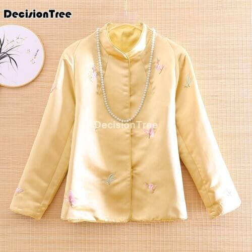 2021 womens chinese cheongsam satin embroidery jacket top qipao cheongsam top retro chinese traditional satin qipao coat