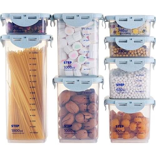 8Pcs Grain Spice Box Kitchen Food Storage Containers Refrigerator Organizer Box Plastic Storage Box