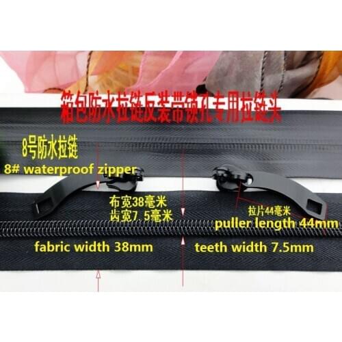 8# waterproof zipper with key hole slider sewing zipper for luggages bags tent zipper reapir black free shipping