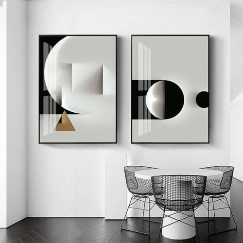 Abstract Geometric Canvas Painting Black and White Wall Art Print Modern Nordic Poster Picture Living Room Home Decor