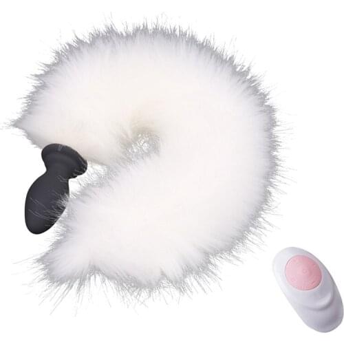 Anal Vibrator With Fox Tail Anal Plug Remote Control Anus Dilator For Women Men Adult Cosplay Accessories Vibrating Butt Plug