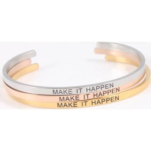 Mantra Bracelet Inspirational Bangle Jewelry for Teen/Girls/Women/Men Gift Stainless Steel Engraved Personalized Engraved Gift