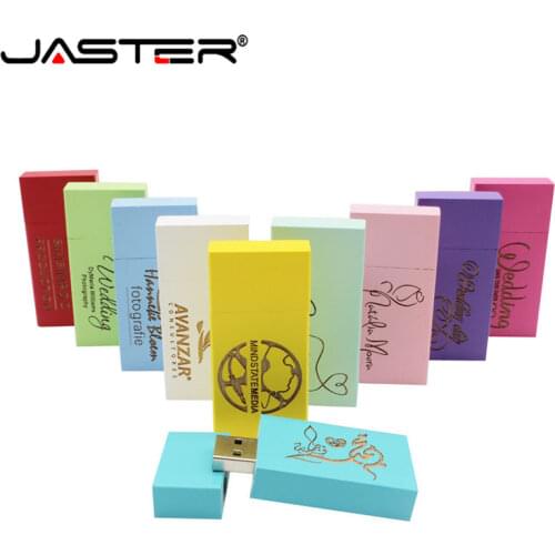 JASTER LOGO personality wooden colorful block USB flash drive creative gift u disk pendrive 4G 16GB 32GB 64GB wood memory stick