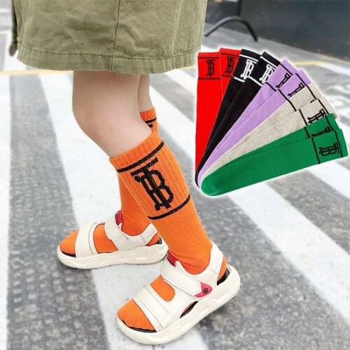 Baby Girls warmers ankle short fashion socks Kids Children Knee High Socks cotton Baby embroidery letter Over Knee Socks girls