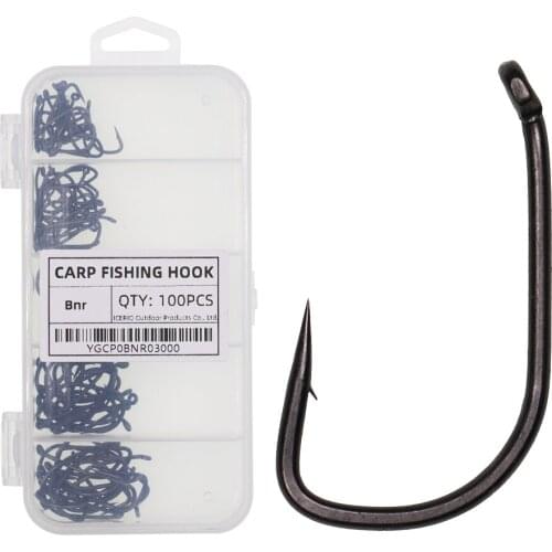 ICERIO 100pcs Fishing Hooks Set Carbon Steel Single Circle Fishhook Fly Fishing Jig Barbed Carp Hooks Sea Tackle Accessories