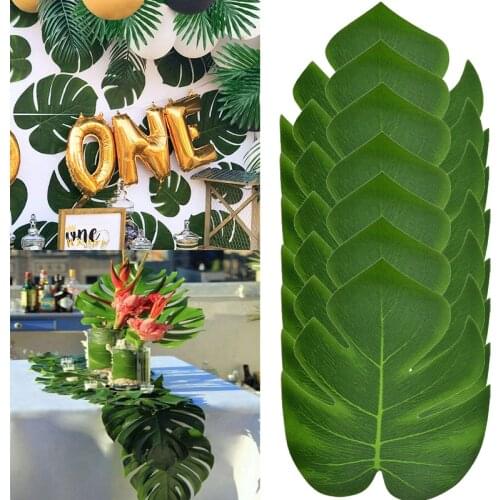 Artificial Palm Leaves Decoration for Tropical Hawaiian Luau Party Summer Jungle Theme Birthday Baby Shower Wedding Table Decor
