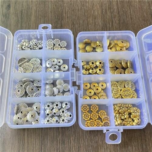 JunKang 80pcs 8-11mm Boxed Metal Alloy Gasket Spacer Connector DIY Bracelet Necklace Jewelry Crafts Jewelry Accessories