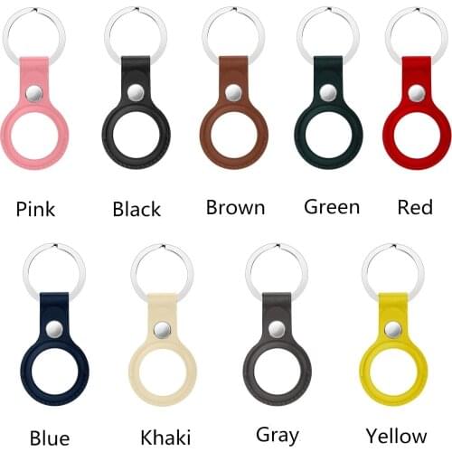 For Apple AirTags Leather Protective Case with Key ring Anti-scratch Portable Accessories leather Protector Cover For Air Tags