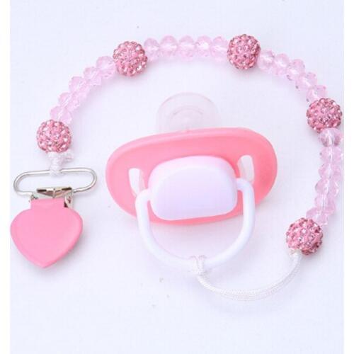 Creative Crystal Pacifier Clips Necklace Dummy Nipple Soother Holder Anti Folder Pacifier Clip Chain Baby Stroller Hook Hanging