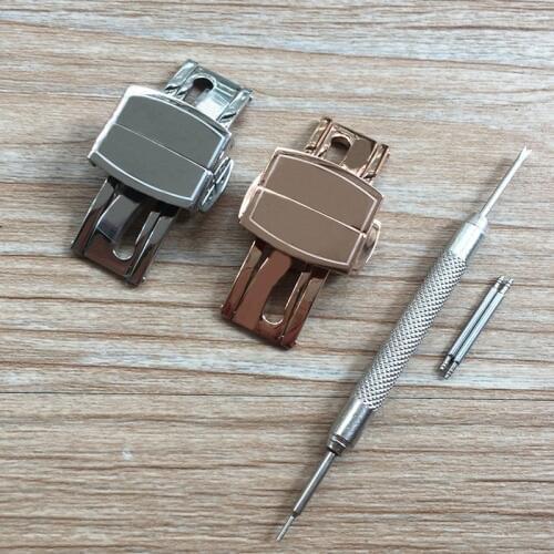 Brands 18mm Polished Silver RoseGold Pink Stainless Steel Buckle For PP Aquanaut Patek Rubber strap Clasp With engraving