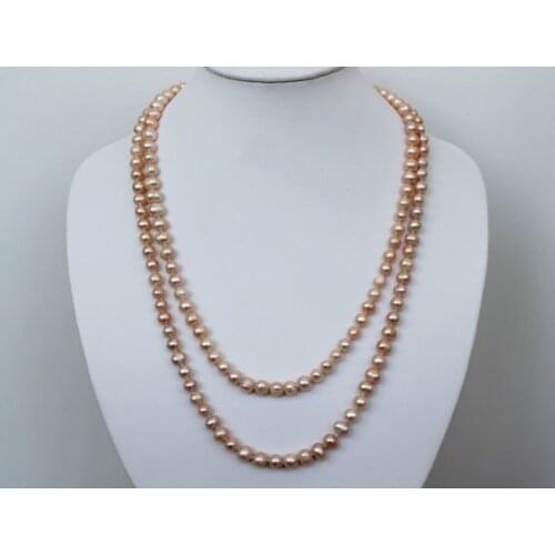 Newest Gorgeous 120cm Long Pearl Jewellery,7-8mm Pink Freshwater Pearl Necklace