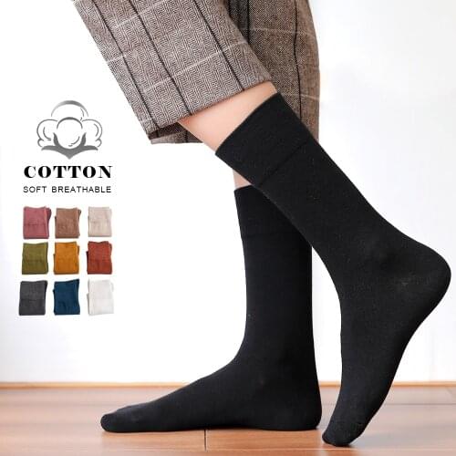 2021 New Socks Womens Cotton Autumn Winter Thick Warm Fashion Japanese Leisure Business High Quality Black Long socks Woman