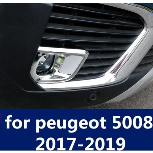Front Fog Lamp Frame decoration cover trim Exterior car Accessories Front grille fog light eyebrow for peugeot 5008 2017-2019