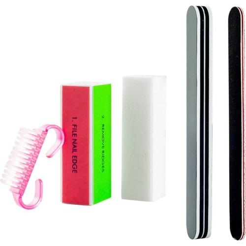 5pcs/Set Nail Art Files Dust Brush Cleaning Buffer Sponge Block Buffing Grit Sand UV Gel Polish Acrylic Manicure Pedicure Tools