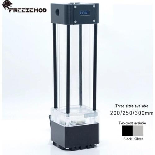FREEZEMOD AIO Reservoir Pump With Temperature Display, Water Tank Res Combo For PC Water Cooling System 200mm/250mm/300mm