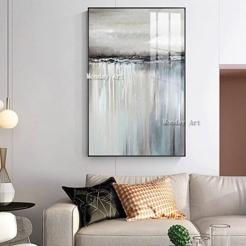 Hand painted Abstract art Minimalist wall art Grey Canvas oil Painting Wall Pictures For Living Room Home Decor Posters picture