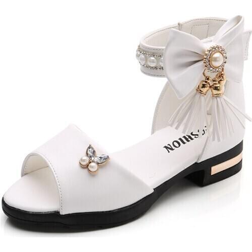 Girls Princess Sandals 2019 New Summer Sandals Kids For Party Childrens Shoes Korean Pearl Tassel Soft Bottom Size 27-37 A856