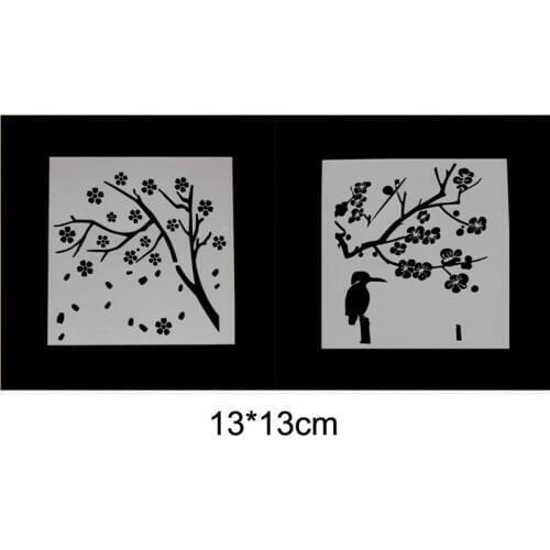 Plum Blossom DIY Scrapbooking Photo Album Decorative Embossing Paper Cards Making Template Drawing Sheet Stencil Bullet Journal