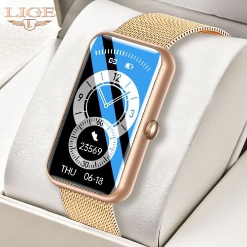 LIGE New Full Touch Screen Smart Watch Women Smart Wristband Fitness Bracelet Men Heart Rate Waterproof Smartwatch For Android