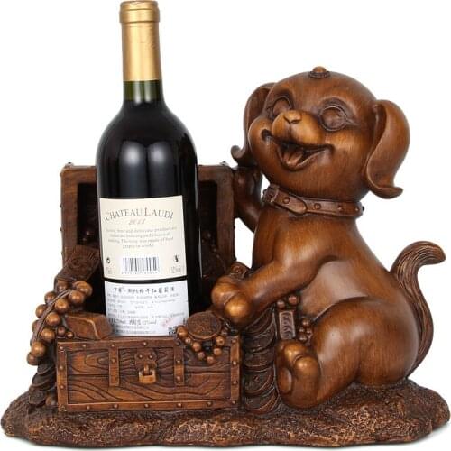 Cartoon Zodiac Dog Red Wine Rack Decoration Family Living Room Wine Cabinet Decoration Wine Bottle Storage Rack Wine Bottle Driv