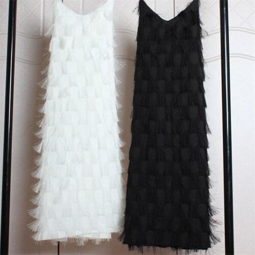 2020 Summer Tank Dresses Elegant Women Sleeveless Chiffon Tassel Dress Party Dress Midi-Long Dress Vestidos Bottomings WZ1155