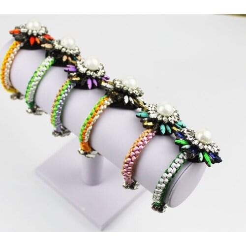 Fashion personality SHOUROUKhand-woven bracelet Purple crystal flower bracelet gem bracelet women s257