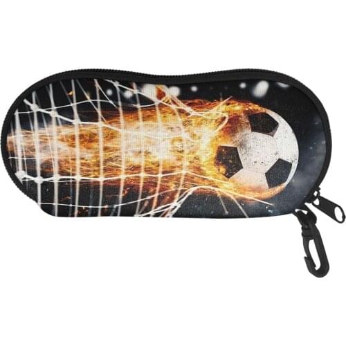 1pcs Eyewear Cases Sunglasses Storage Bag Football Soccer Pattern Neoprene Glasses Zipper Pouch Organizer for Boys Kids Adult