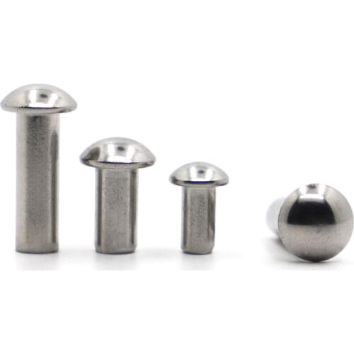 10-50pcs M0.8 M1 M1.2 M1.4 M1.6 M2 M2.5 M3 M4 M5 M6 304 Stainless Steel Solid Round Head Rivet Alloy Self-plugging Rivet GB867