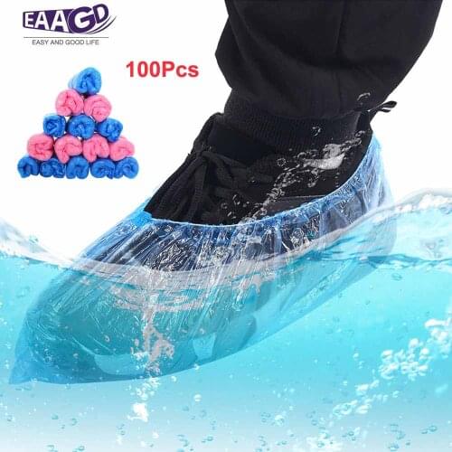 100Pcs Shoe Covers Disposable Shoe Boot Covers Waterproof Non Slip Shoes Protectors Covers Durable Boot&Shoes One Size Fits All