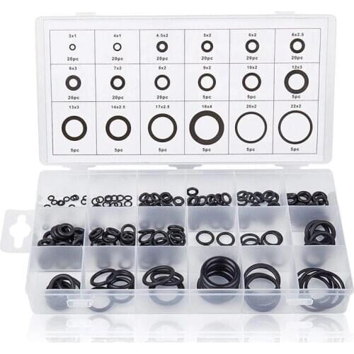 225 Pcs 18 Sizes Rubber O-Ring Sealing Gasket Washer Seal Assortment Set