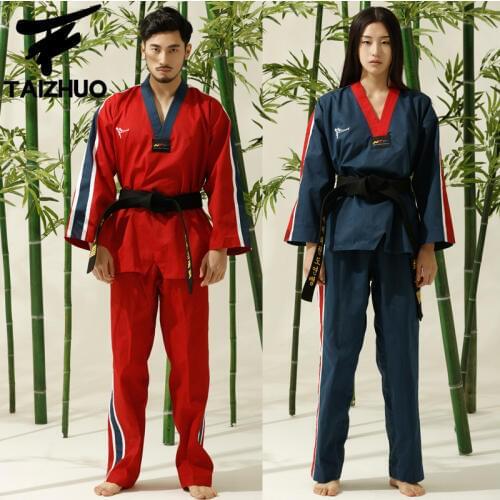 5 colors Taekwondo uniforms adult Taekwondo training wear long sleeved unisex tae kwon do uniform Tai quan dao