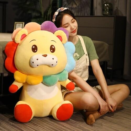55/65cm Big Size Lovely Colorful Lion Plush Pillow Cute Animal Lion Plush Dolls Stuffed Soft Toys for Kids Girls Birthday Gifts