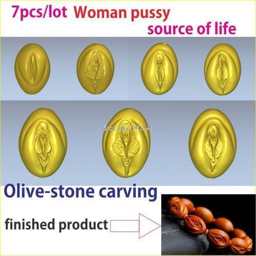 7pcs/lot 3d model relief for cnc or 3D printers in STL file Fruit pit carving of Woman pussy and the source of life
