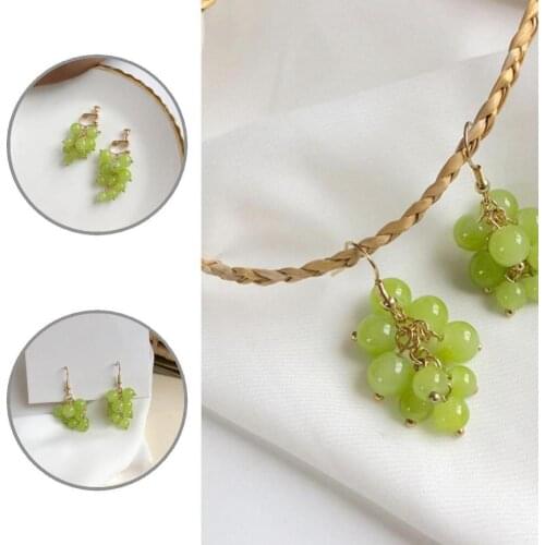 Accessories 1 Pair Vivid Fashion Grape Hook Earrings Green Fashion Earrings Fruit for Holiday