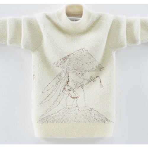 Kids Boys autumn / winter knit sweater embroidered cartoon new big virgin thicker backing shirt hedging