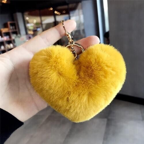 Girl Keyxhains Ornament Chirdren Gifts peoples Toys Stuffed Plush Solid Color Love Plush Ball Metal Keychain